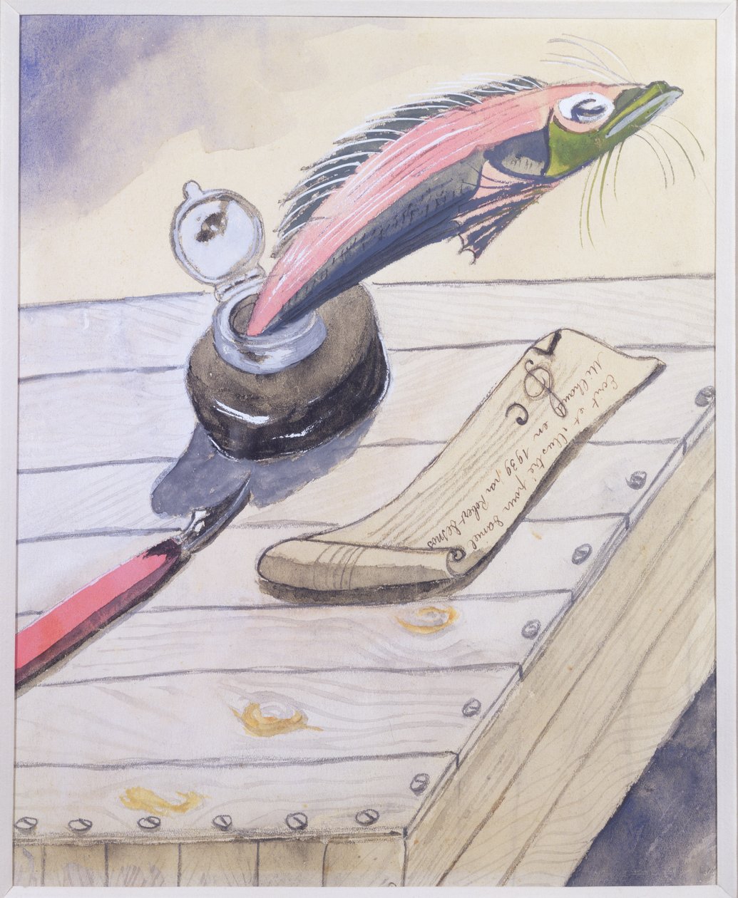 Ryba vyskakující z kalamáře, pro Daniela Milhauda napsal a ilustroval Robert Desnos, 1939 od Robert Desnos