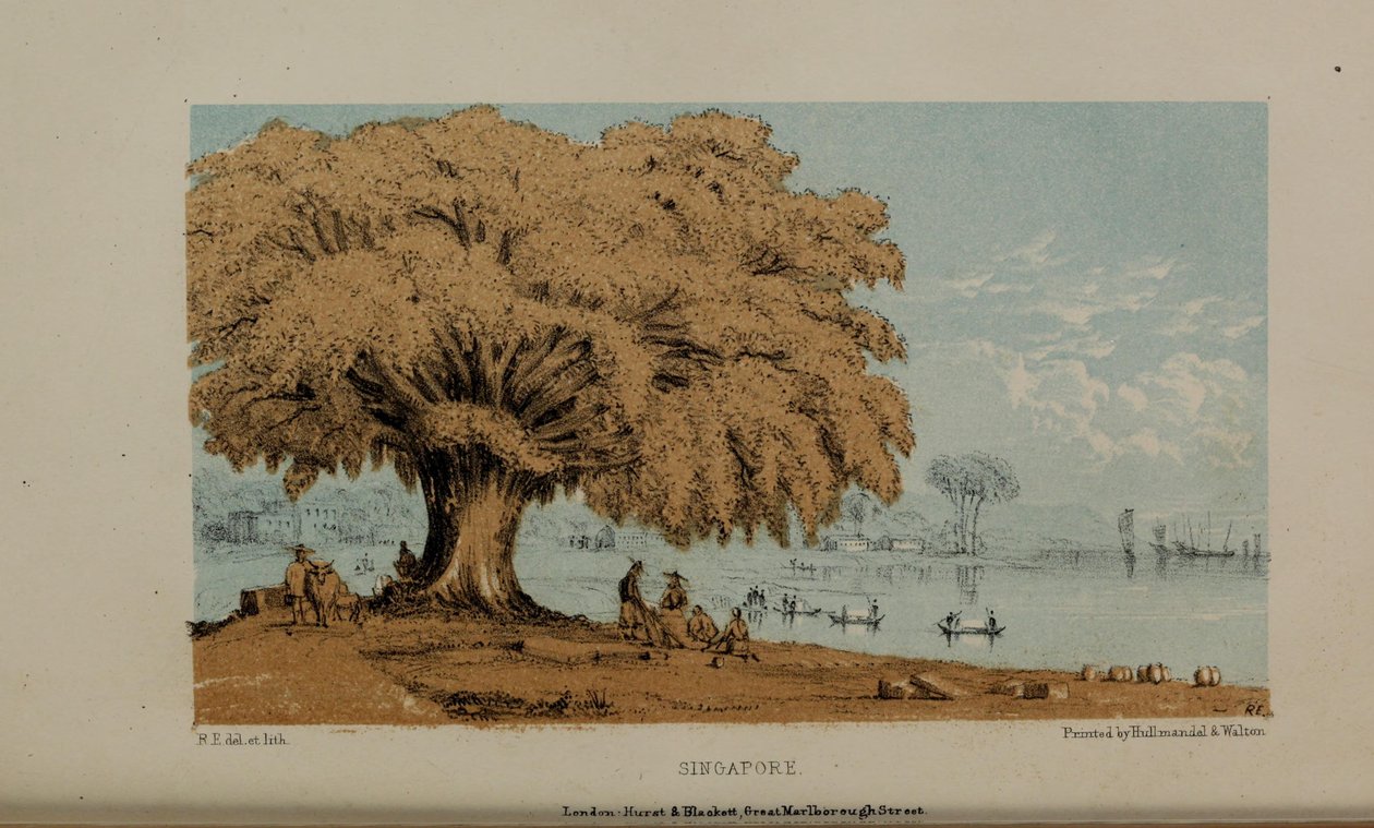 Singapur, akvarel Robert Elwes (1819–1878), bohatý mladý britský gentleman z Norfolku. od Robert Elwes