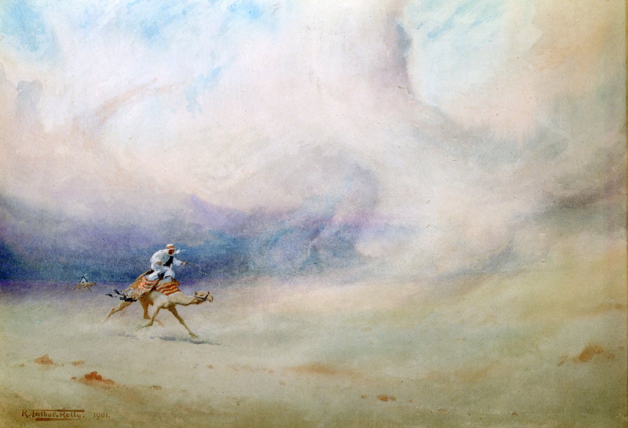 Bouře v poušti, 1901. Akvarel. od Robert George Talbot Kelly
