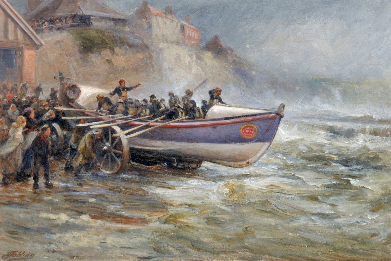 Spuštění záchranného člunu Cullerboats, 1902 od Robert Jobling