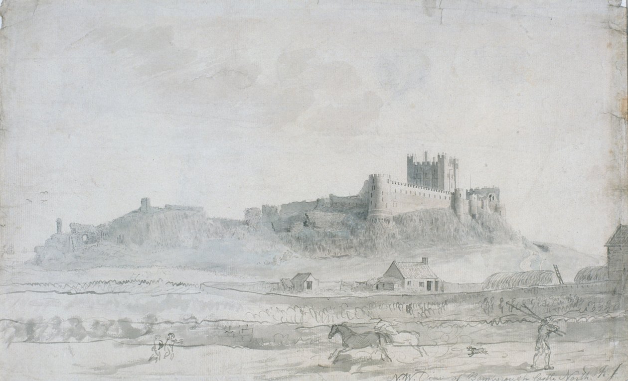 Bamburgh Castle (inkoust a wc na papíře) od Robert Johnson
