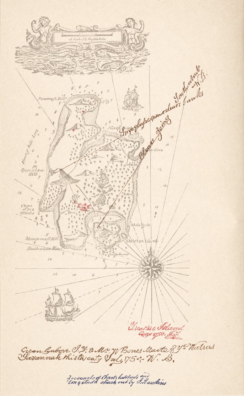 Mapa Treasure Island, z Treasure Island od Roberta Louise Stevensona, pub.1883 od Robert Louis Stevenson