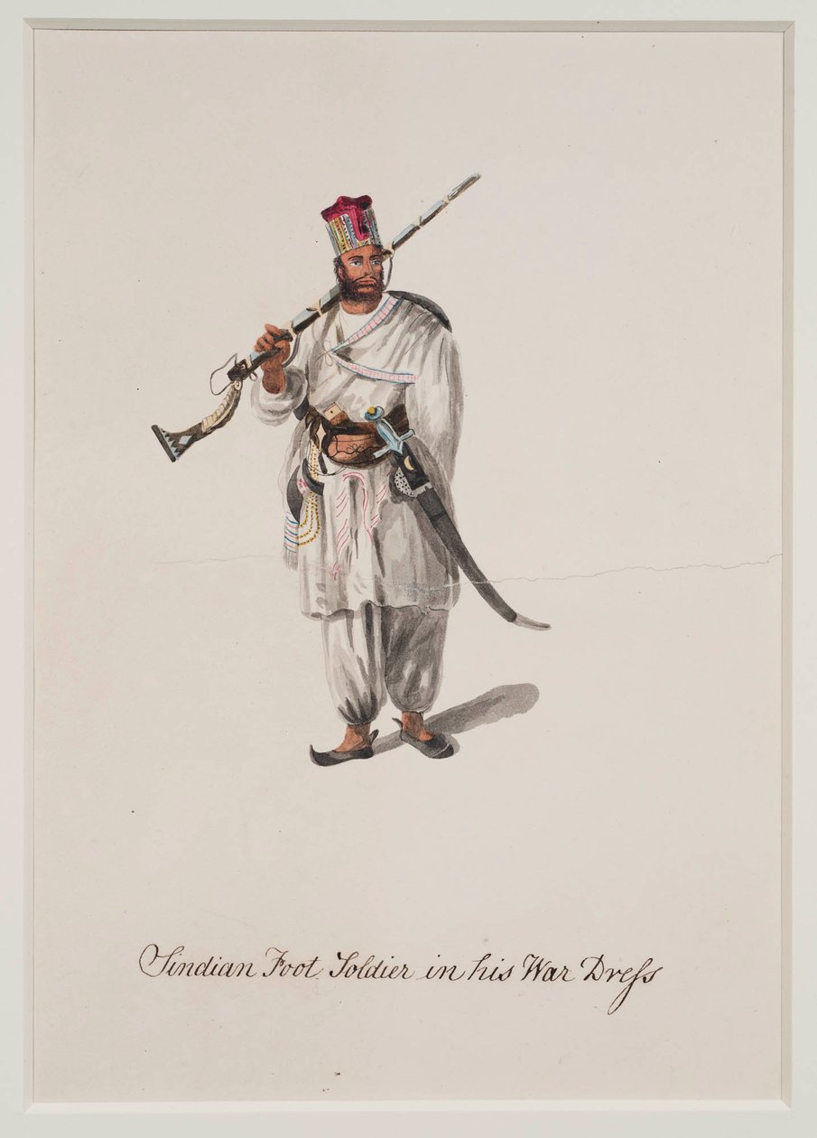Sindský pěšák ve válečných šatech, 1815 od Robert Melville Grindlay