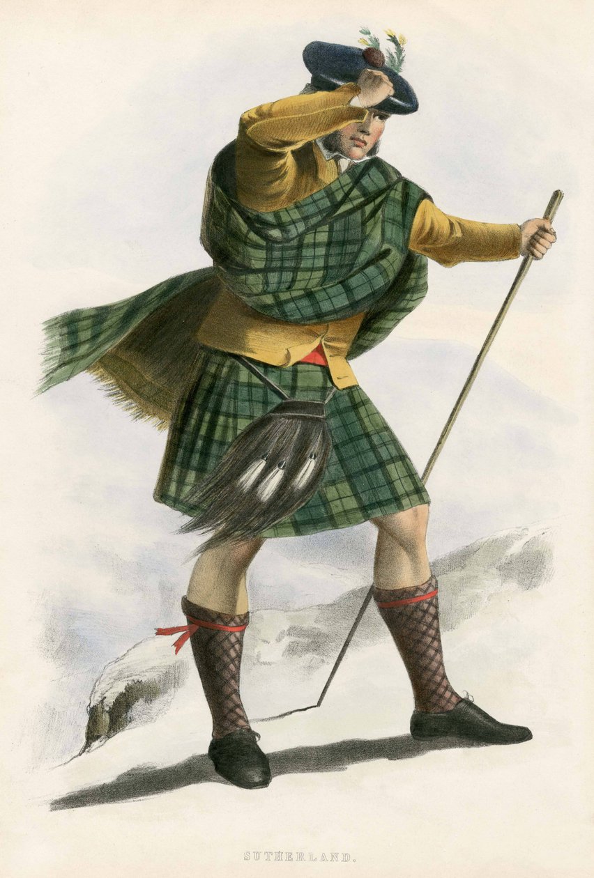 Sutherland, od The Clans of the Scottish Highlands, pub.1845 od Robert Ronald McIan