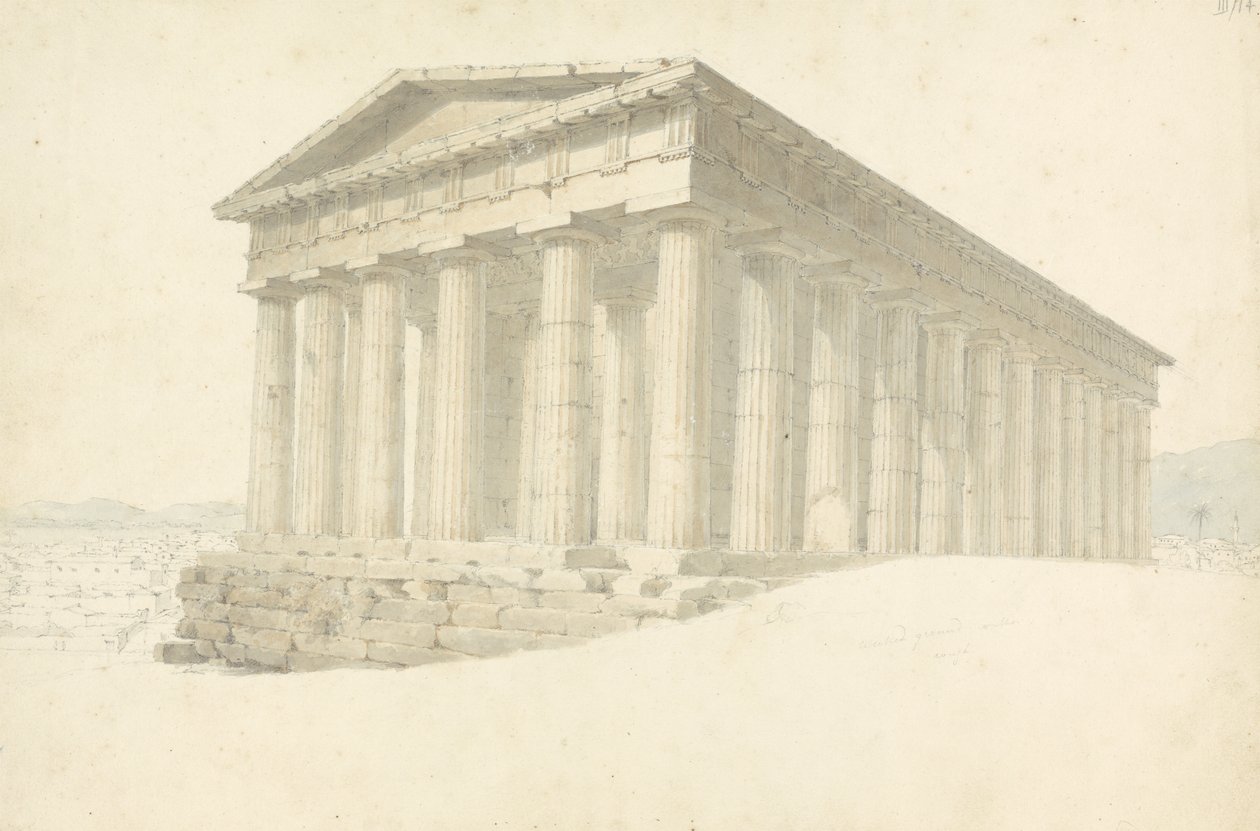 Chrám, ze sbírky kreseb ze skicáře: ve čtyřech látkových krabicích, na hřbetu s nápisem Continental Drawings, 1802-04 (wc a grafit na papíře) od Robert Smirke