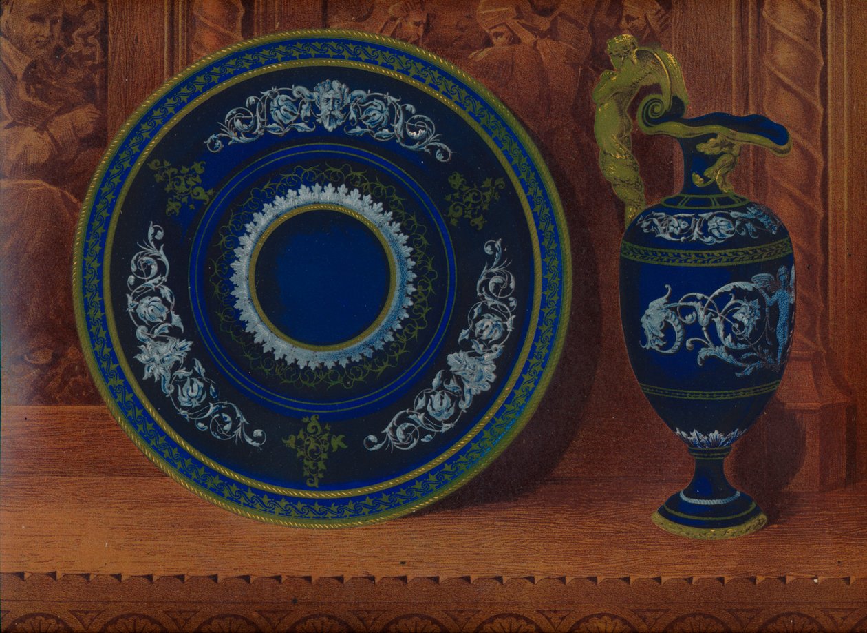 Porcelain Ewer & Plateau, 1863. od Robert Dudley