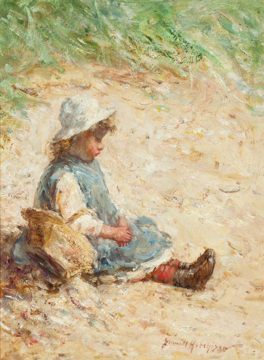 Na pláži (olej na panelu) od Robert Gemmell Hutchison
