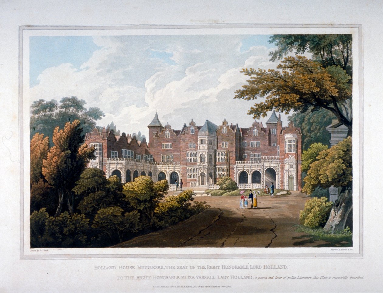 Holland House, Kensington, Londýn, 1817. od Robert Havell