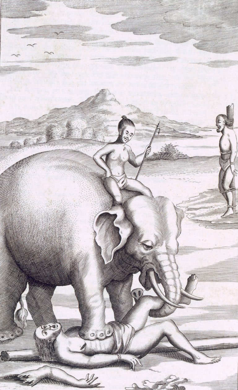 Poprava slonem, hospoda. 1681. od Robert Knox