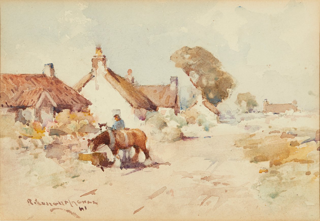 Kůň a vozík (akvarel) od Robert Russell MacNee