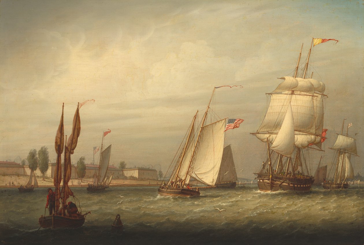 Boston Harbor, 1843. od Robert Salmon