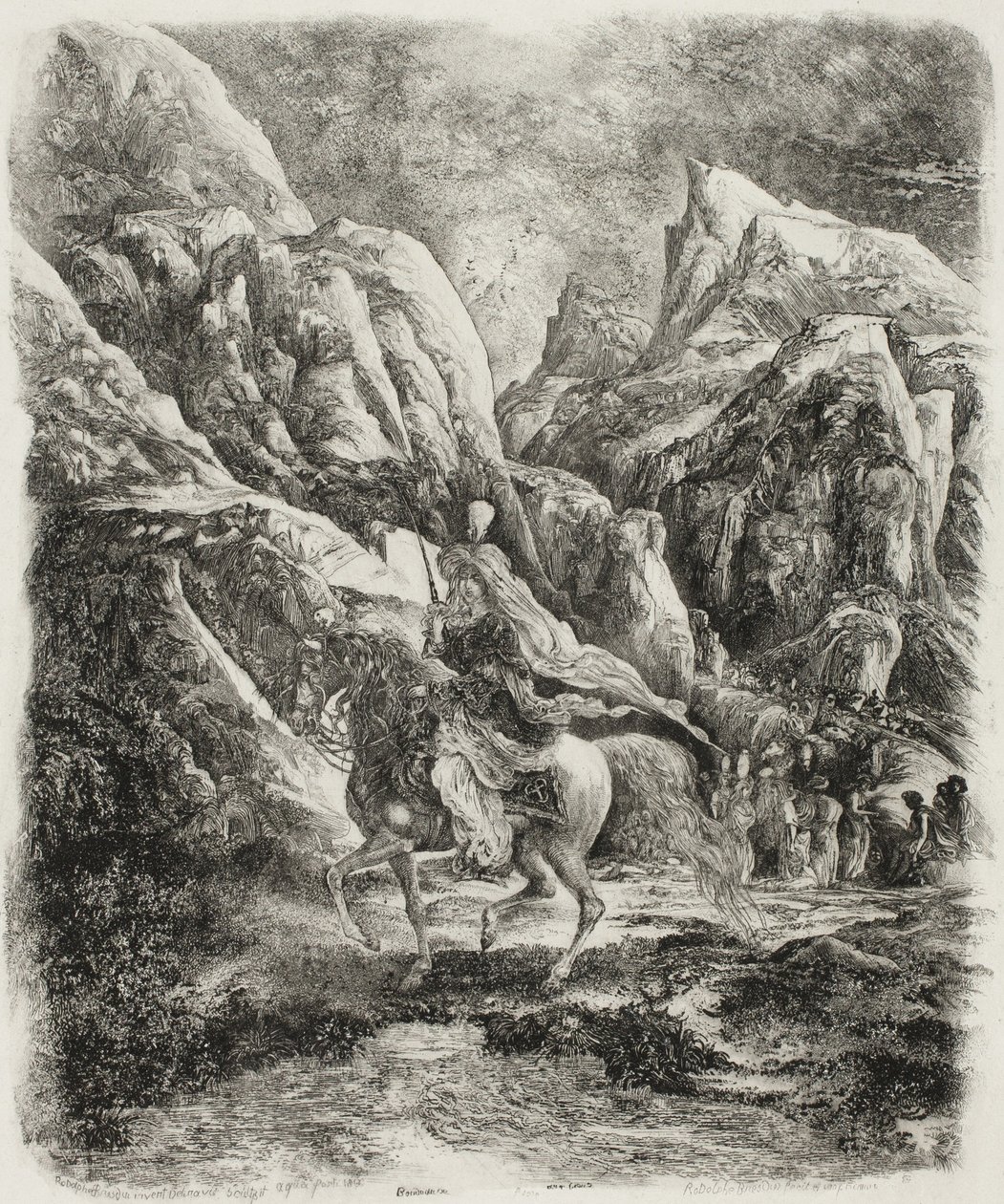 Jezdec v horách od Rodolphe Bresdin