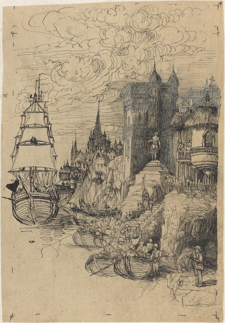 Přímořská krajina od Rodolphe Bresdin