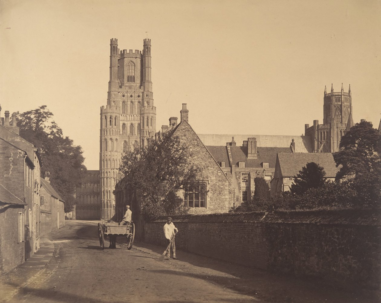 Katedrála Ely, z gymnázia, 1857. od Roger Fenton
