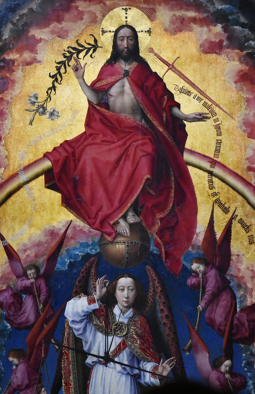 Poslední soud - Hôtel -Dieu Beaune - detail centrálního panelu od Rogier van der Weyden