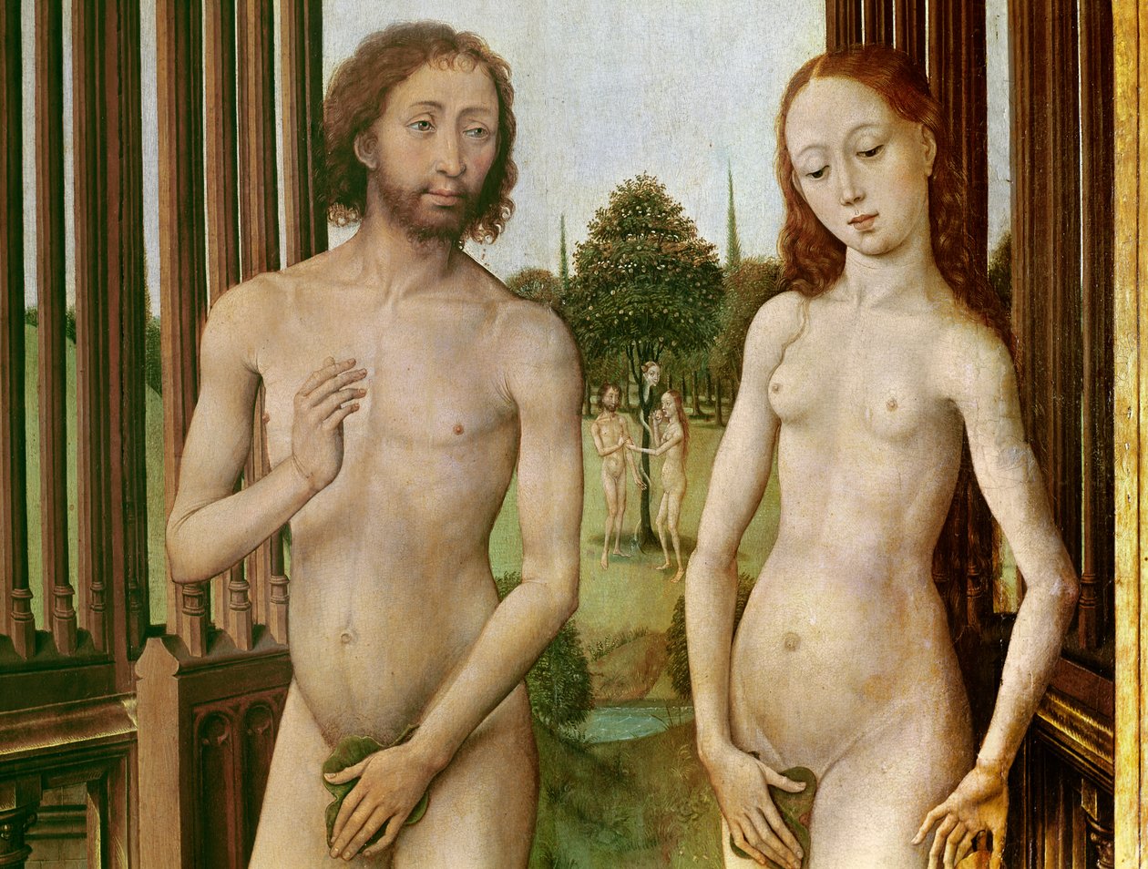 Triptych Vykoupení, levý panel: Adam a Eva vyhnáni z ráje, 1455-59 (olej na dřevě) od Rogier van der Weyden