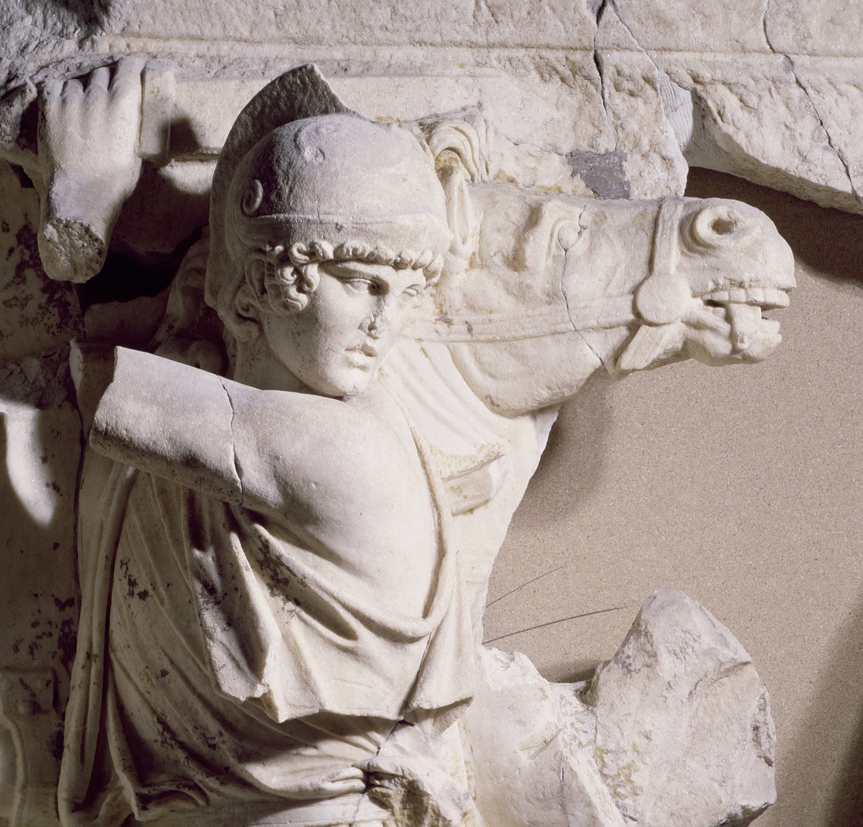 Bitevní scéna, c.169 (mramor) (detail) (viz také 198132) od Roman