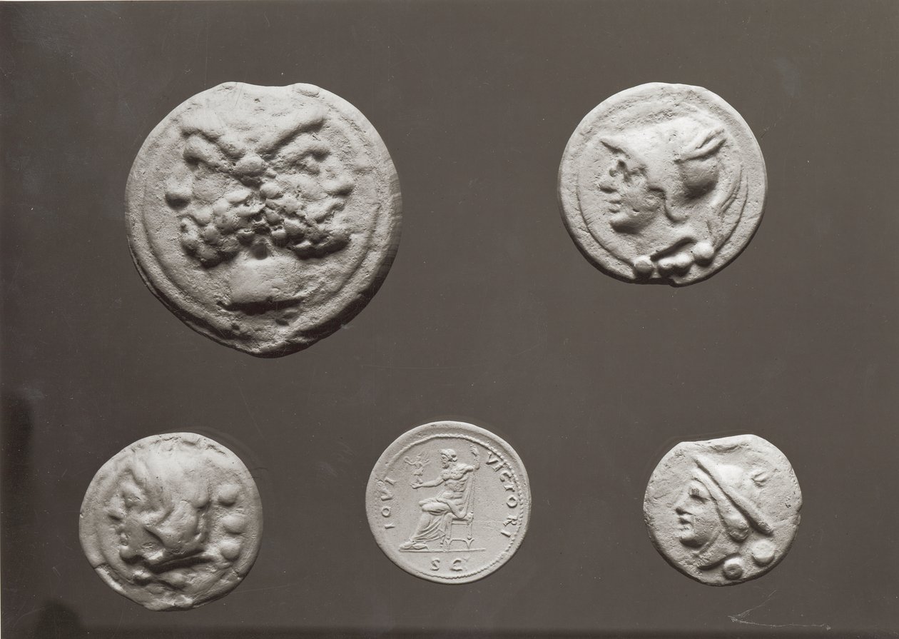 Pět mincí s vyobrazením Januse, Jupitera, Merkura a Minervy, 753 př. n. l. - 476 n. l. (kov) od Roman