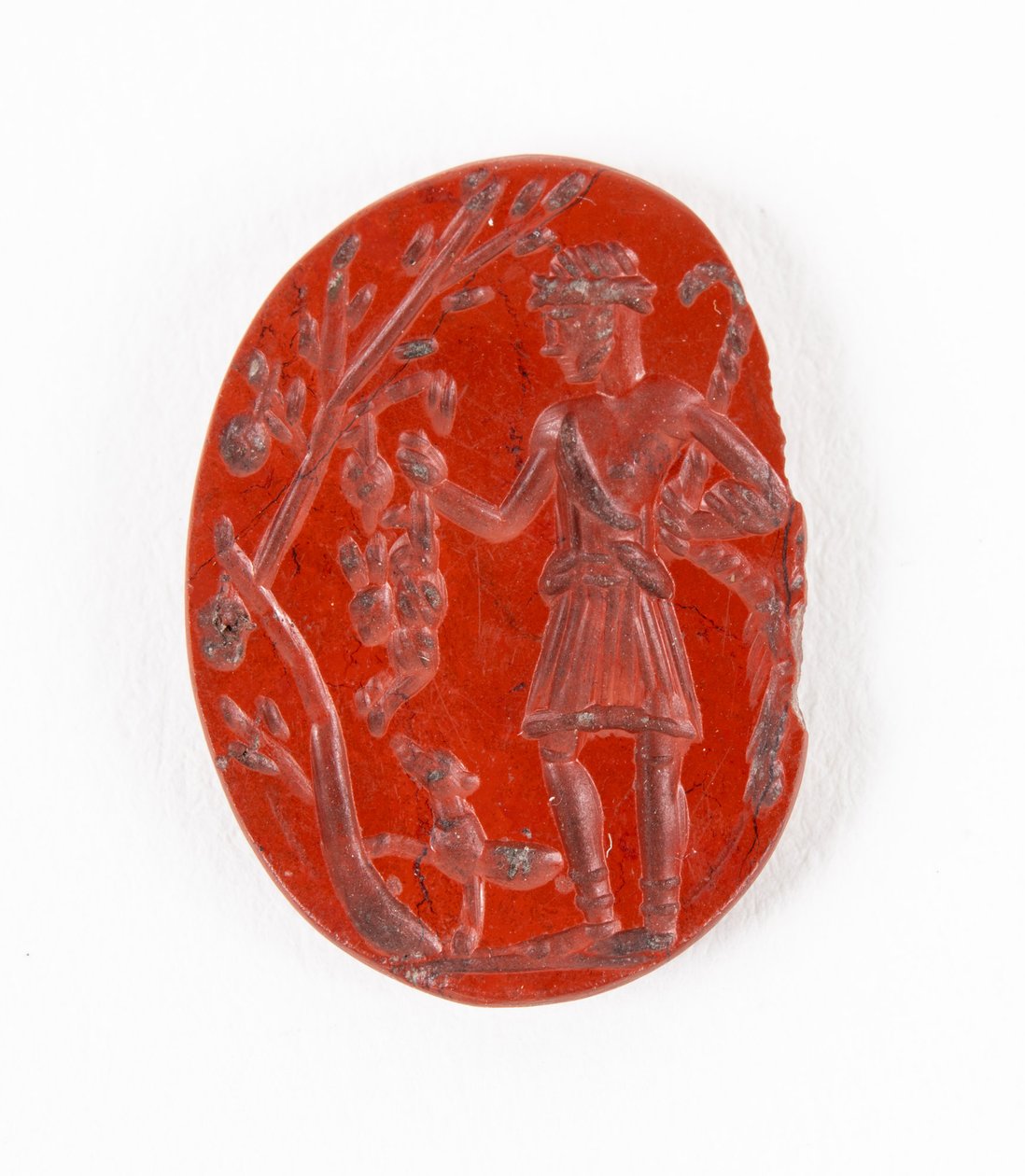 Hlubotisk z South Shields zobrazující Silvanus-Cocidius (romano-keltské božstvo lovce) se zajícem a psem, počátek 3. století našeho letopočtu od Roman
