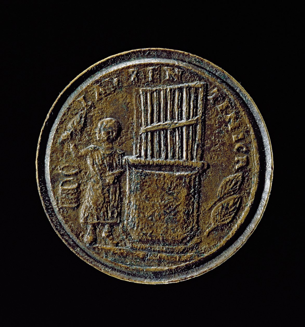 Římská mince zobrazující varhany (bronz) od Roman