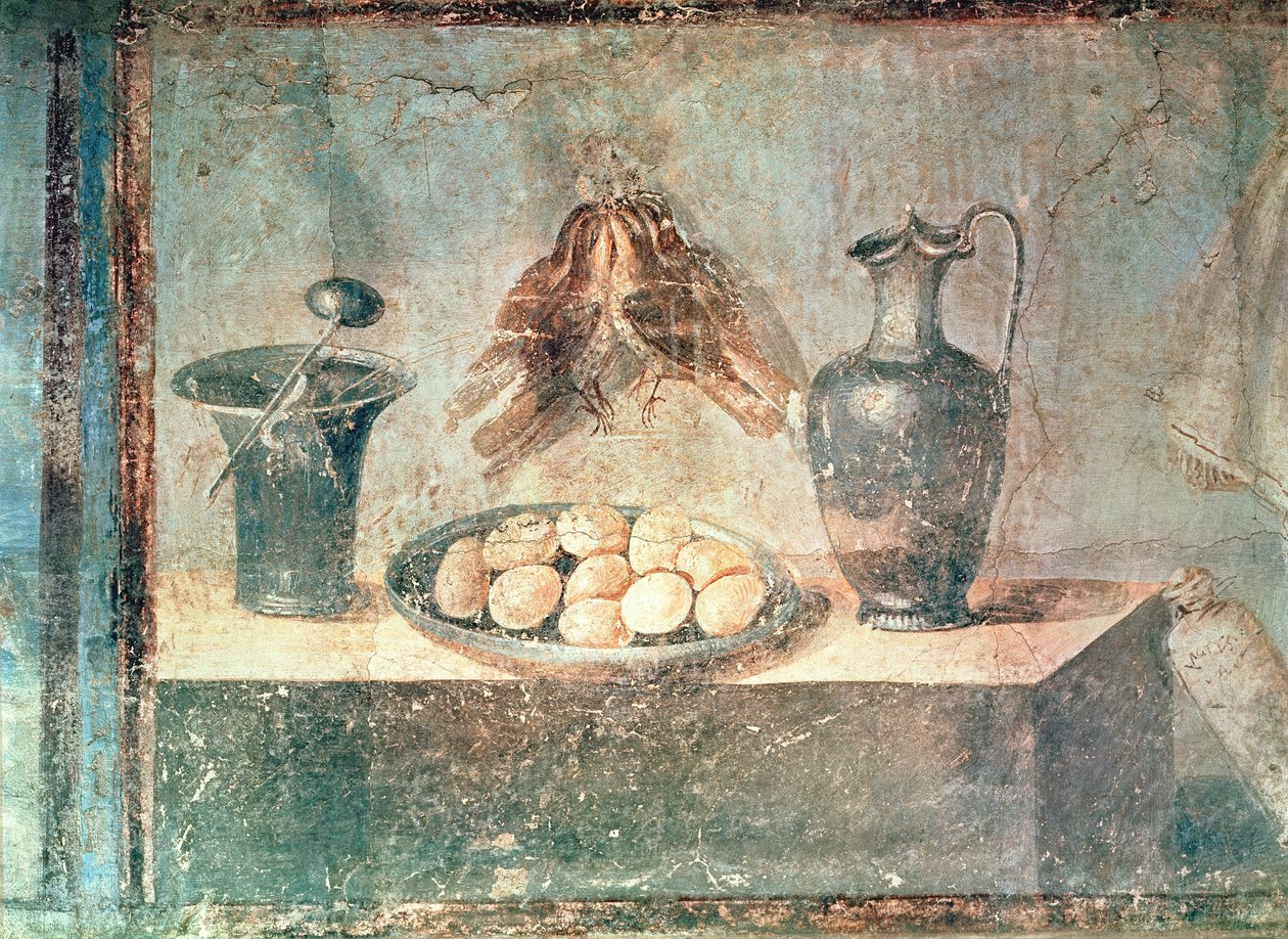 Zátiší s vejci a drozdy, z Villa di Giulia Felice, Pompeje od Roman