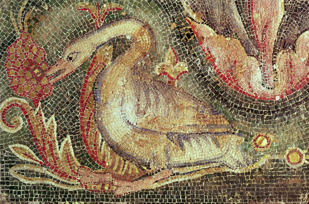 Labuť, restaurováno cca 1200 (mozaika) od Roman
