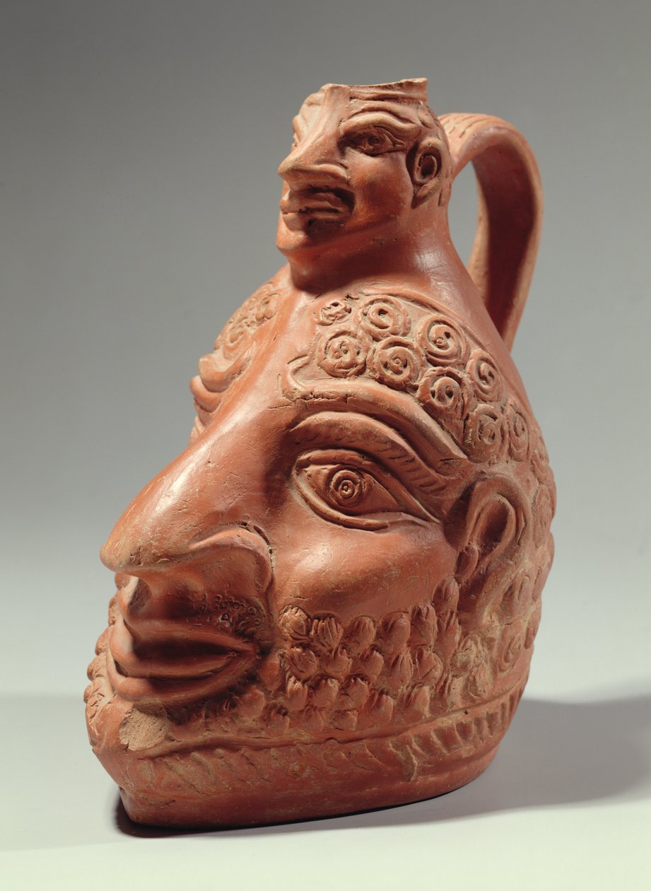 Váza ve tvaru dvojité hlavy, cca 400 AD (keramika) od Roman