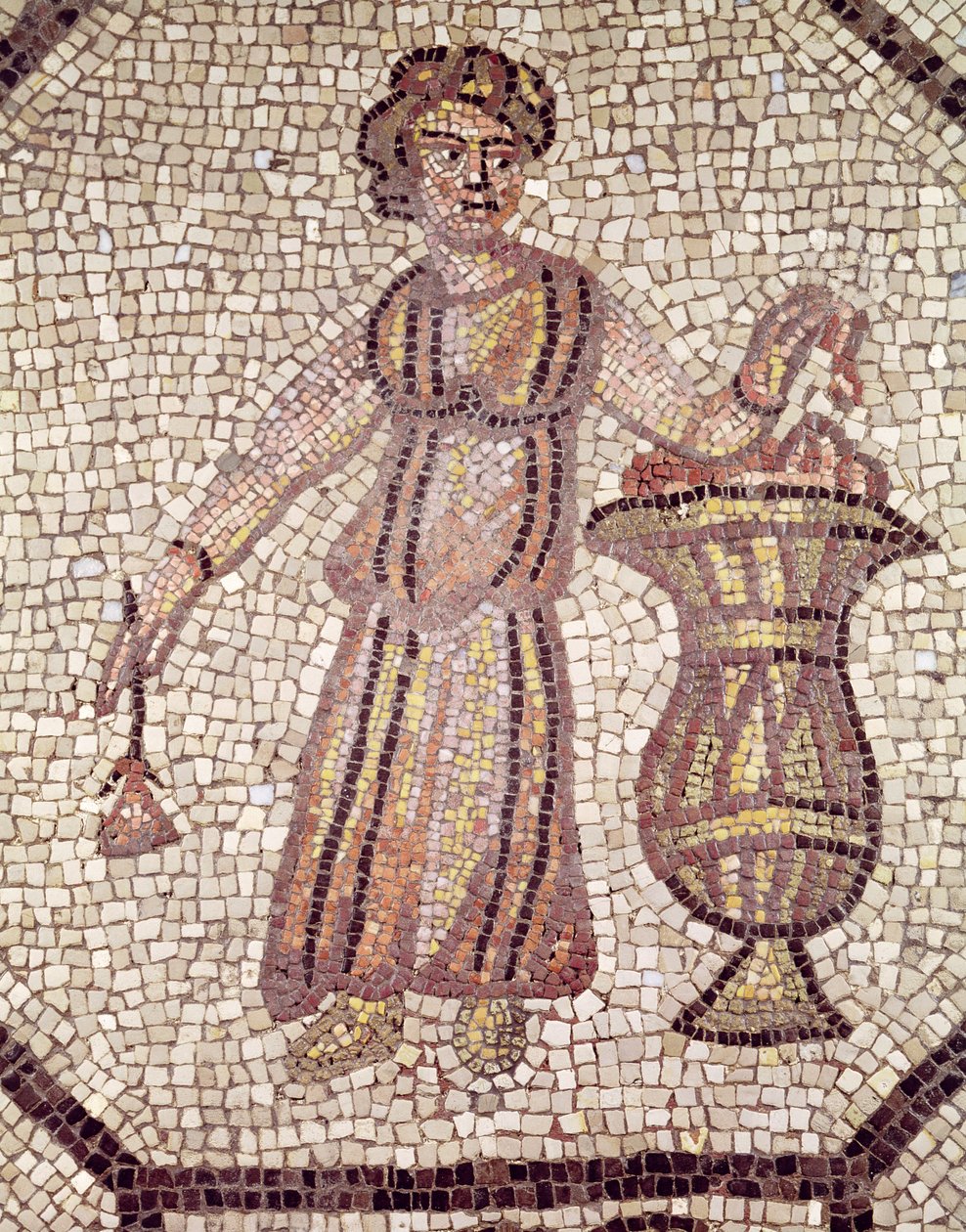 Mladá dívka s květinami (mozaika) od Roman
