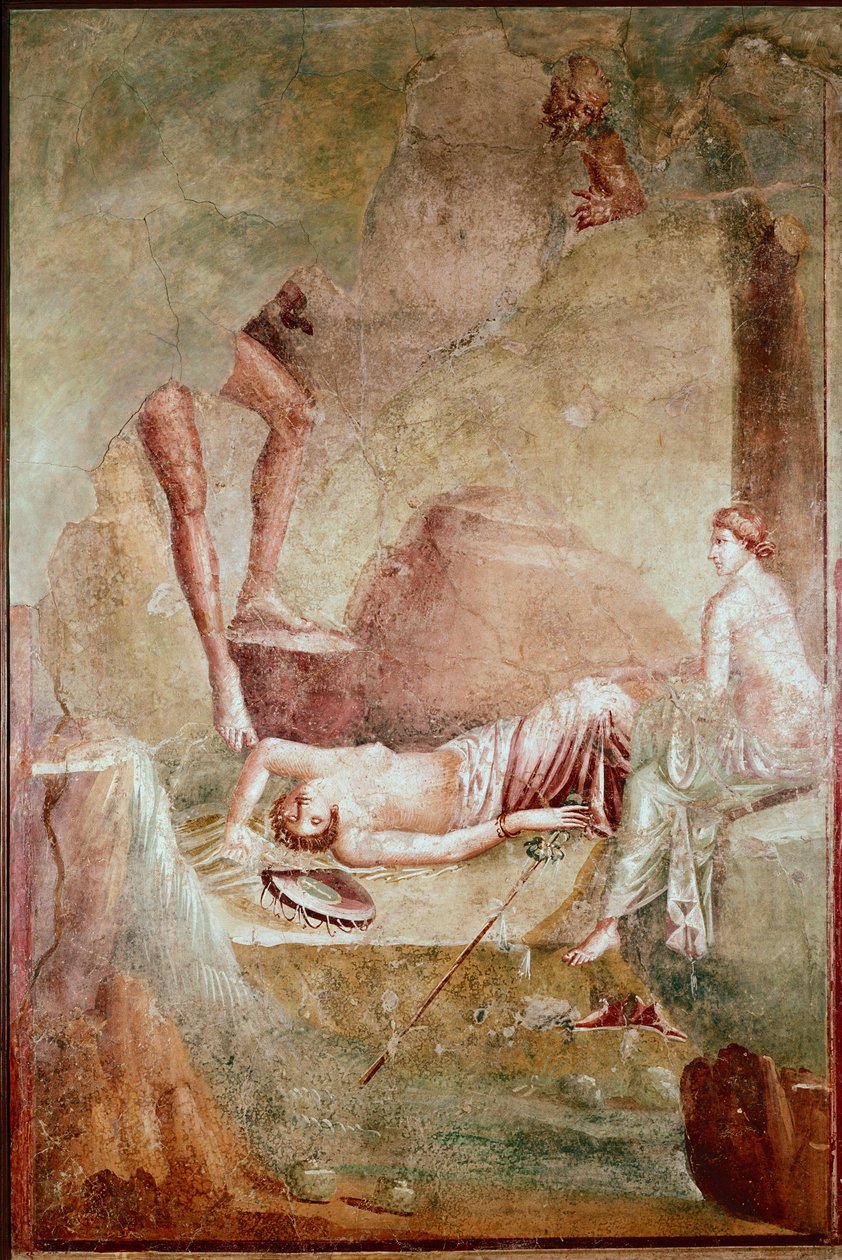 Opilá spící maenada (freska od Roman