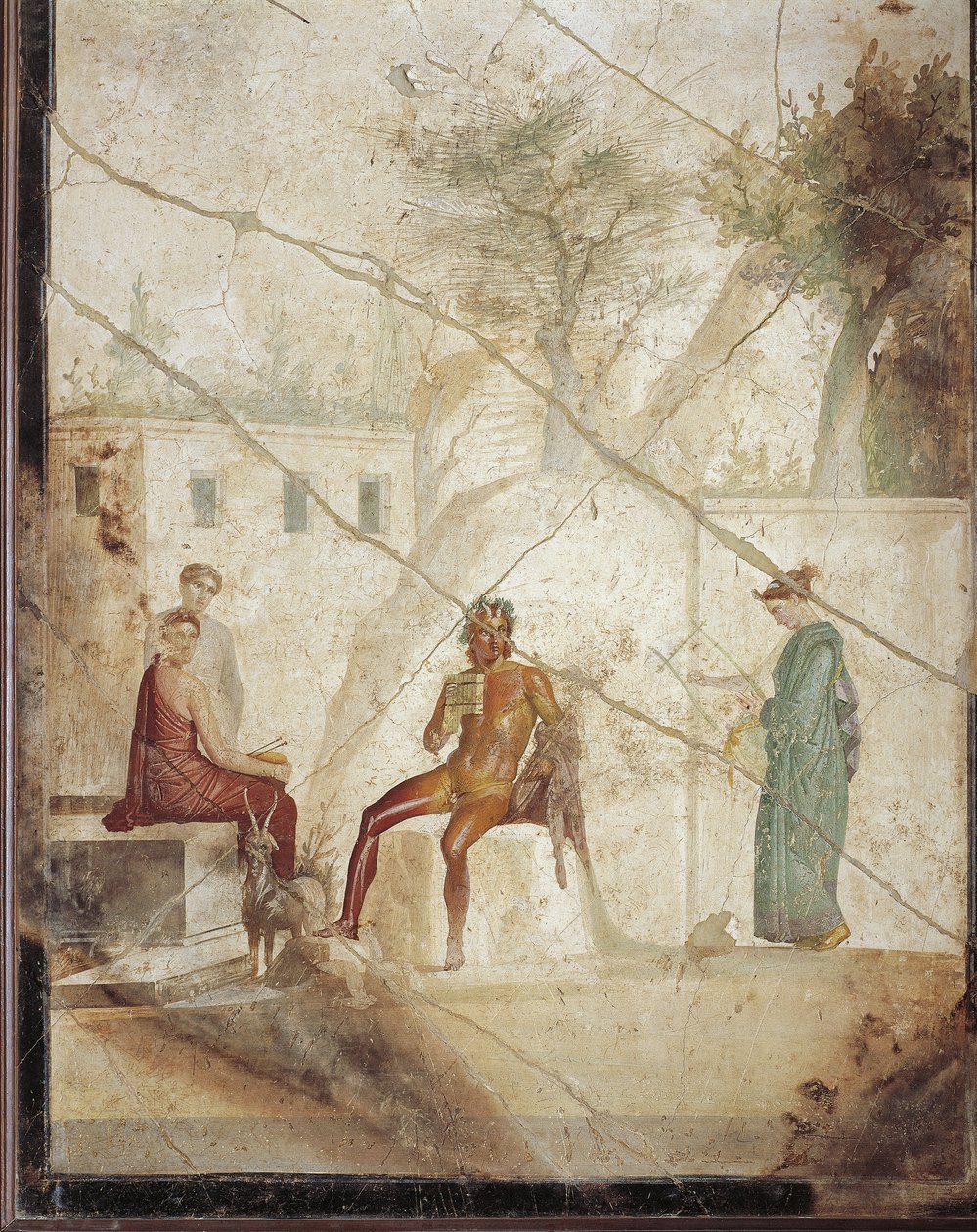 Freska zobrazující pánev a nymfy z Pompejí v Itálii od Roman