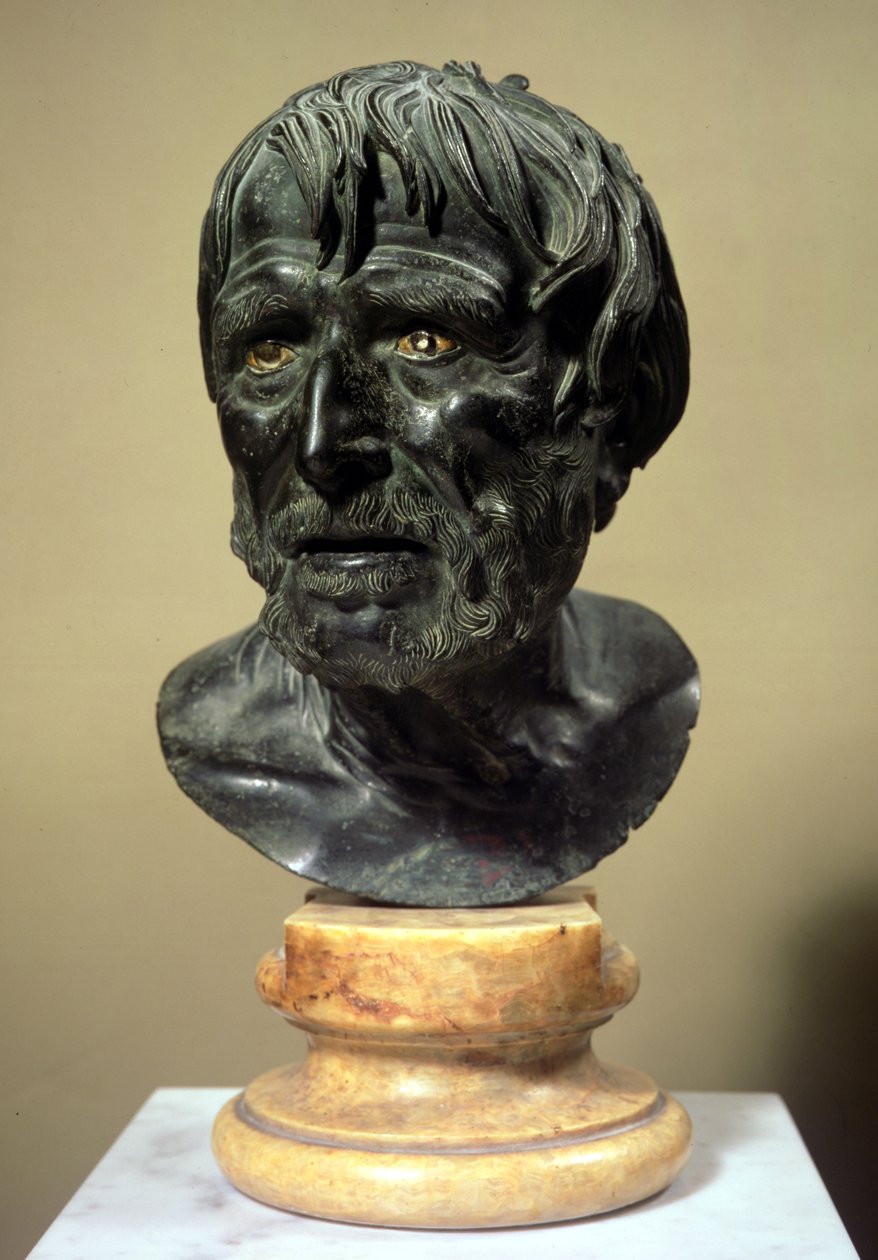 Hlava Seneky (asi 4 př. n. l. - 65 n. l.) (bronz) od Roman