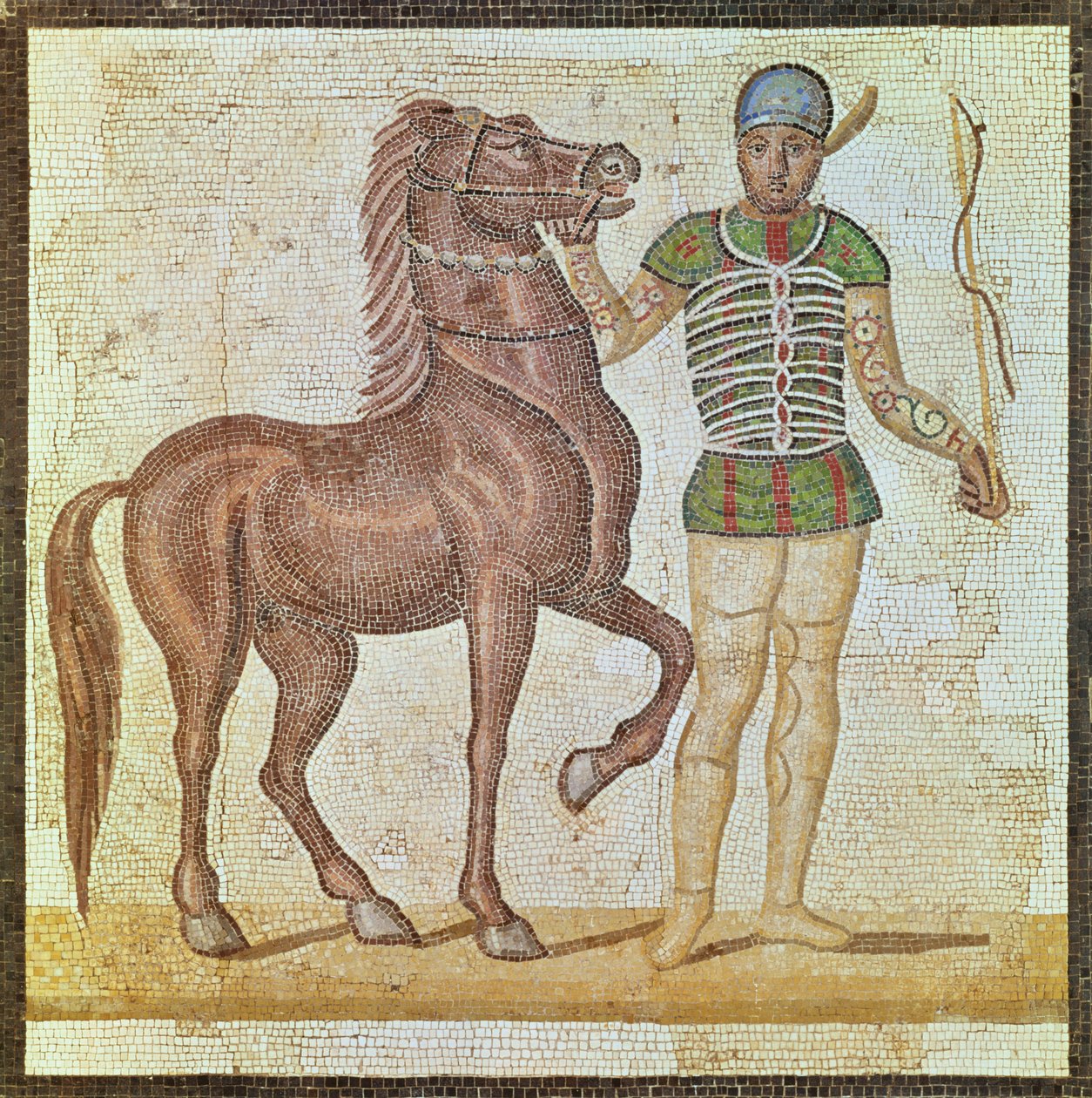 Jezdec na koni v závodních barvách (mozaika) od Roman