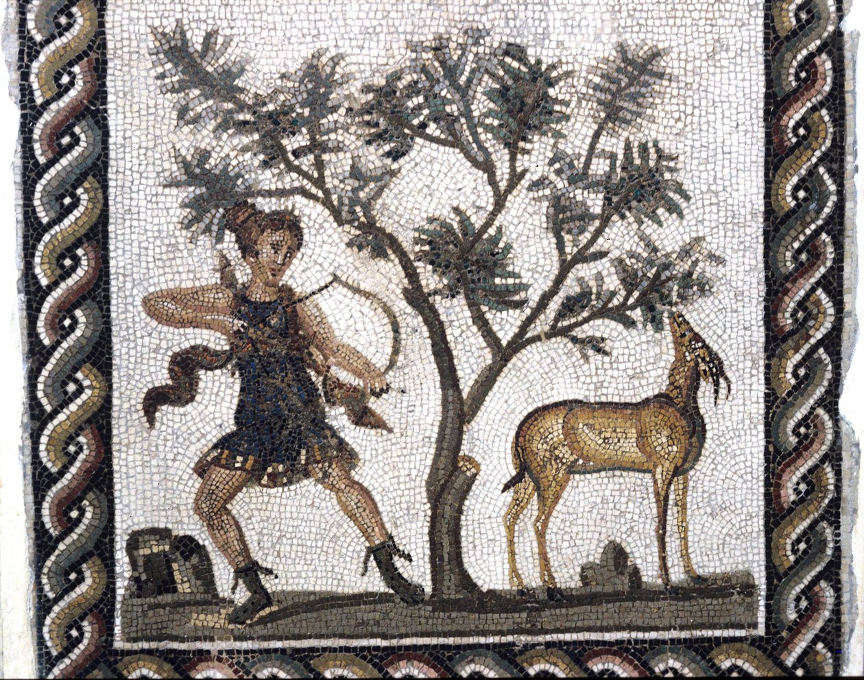 Lovecká scéna s gazelou (mozaika) od Roman