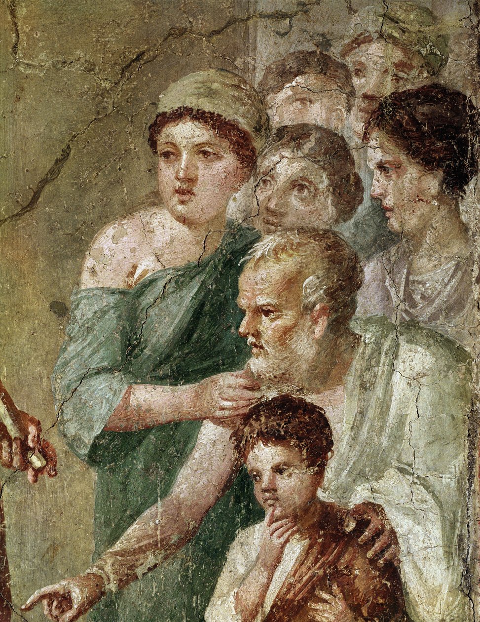 Pan hudebník, mezi nymfami (freska od Roman