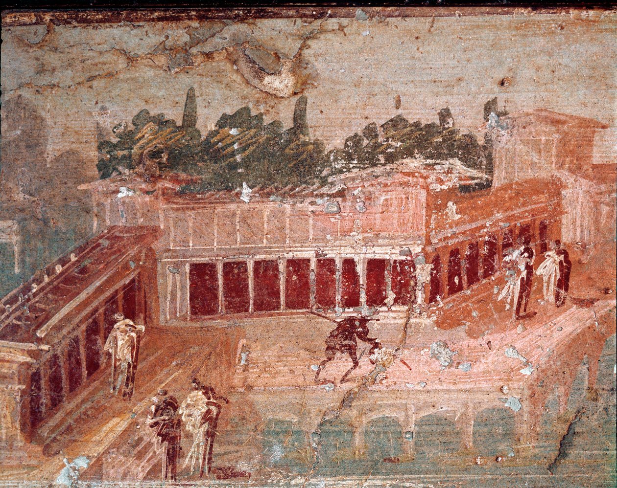 Pan hudebník, mezi nymfami, detail (freska od Roman