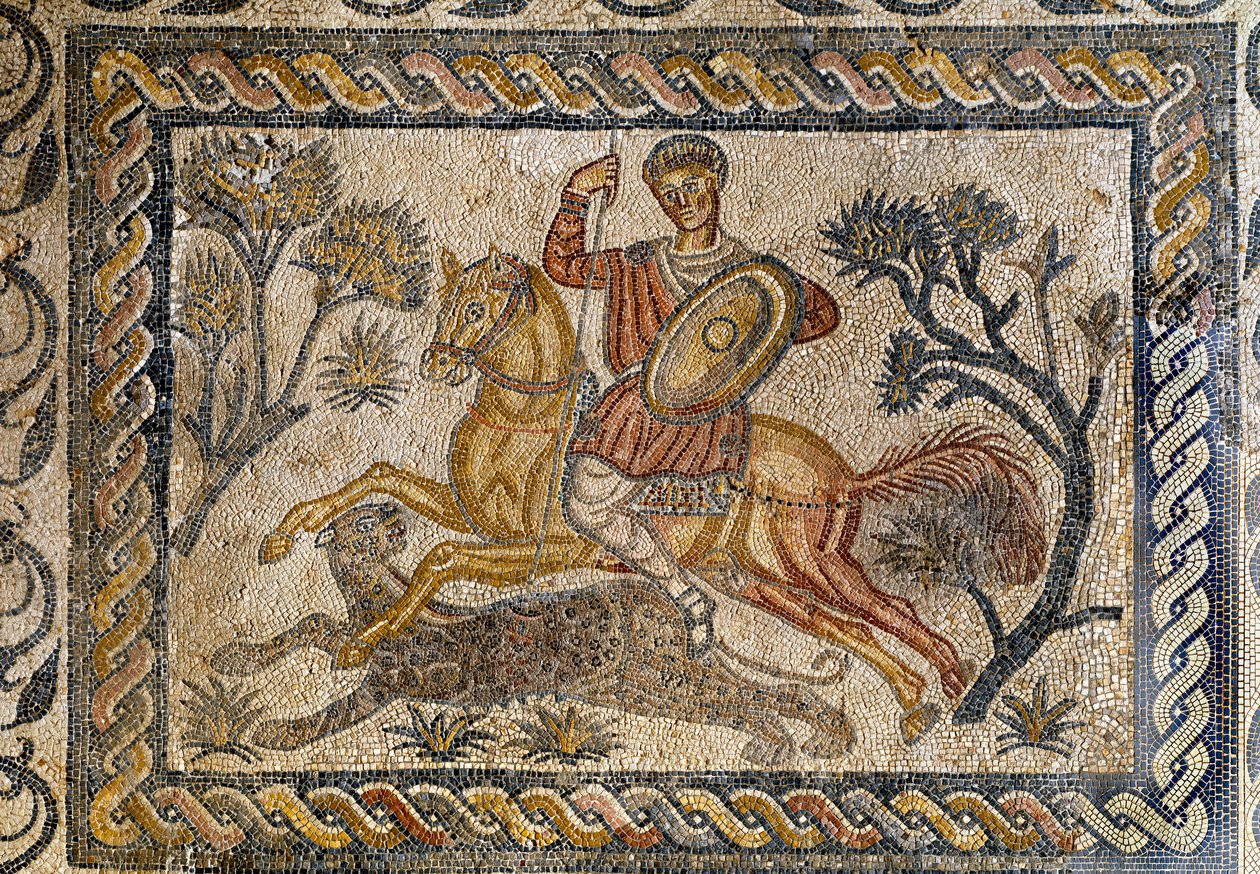 Scéna lovu pantera- Mozaika, 4. století našeho letopočtu od Roman