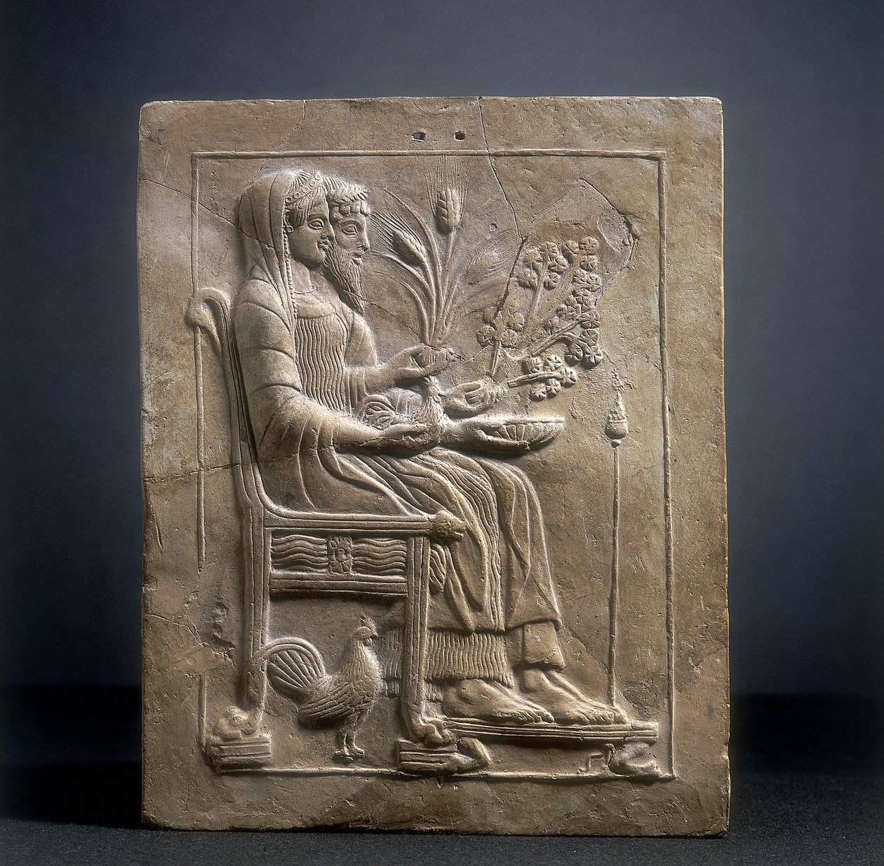 Pinax z Persefony a Pluto v Hádu (terakota) od Roman