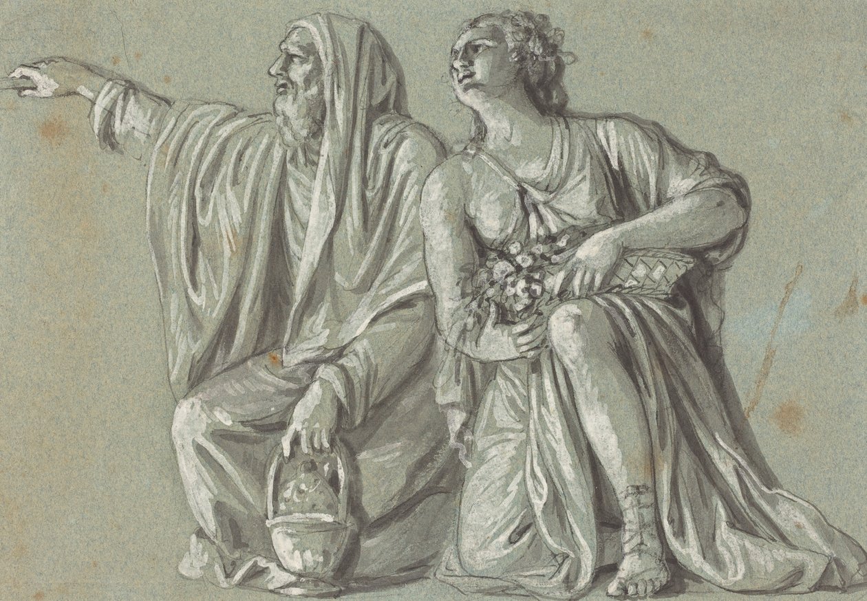 Dvě klečící postavy s oběťmi od Roman 18th Century