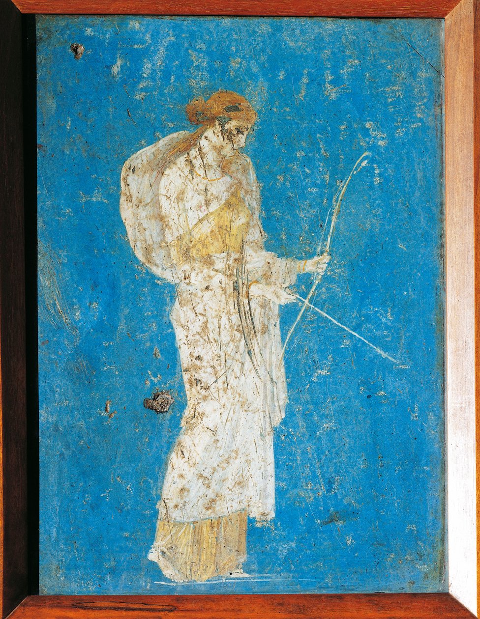 Římská freska zobrazující Dianu z Pompejí v Itálii od Roman Roman