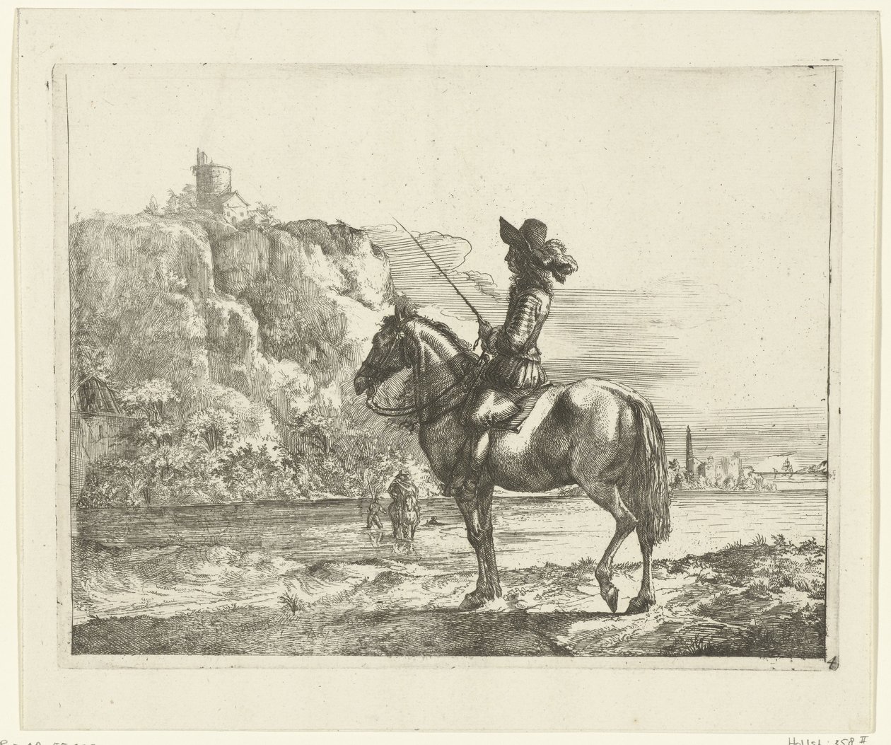 Jezdec u řeky. od Romeyn de Hooghe (attributed to)