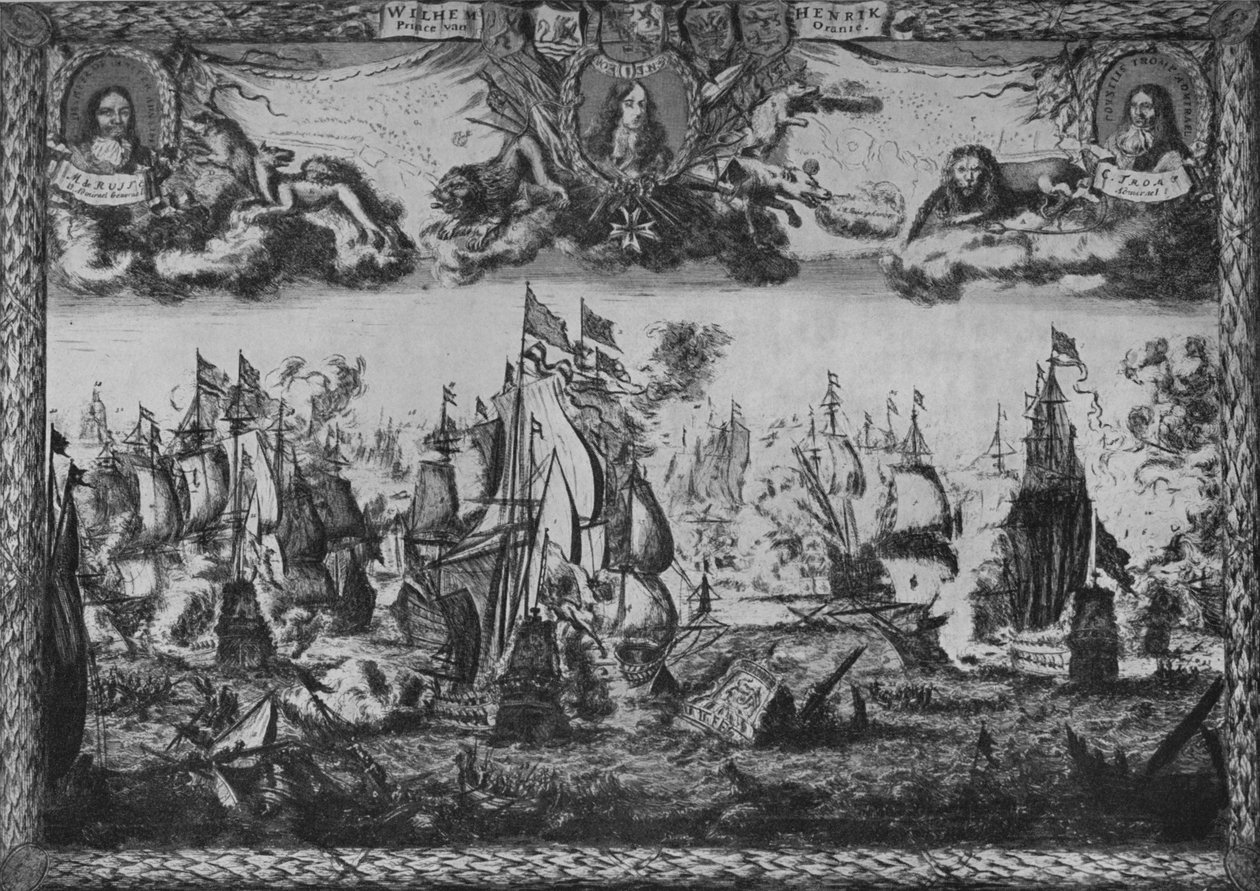 Bitva u Texelu, c1675 od Romeyn de Hooghe