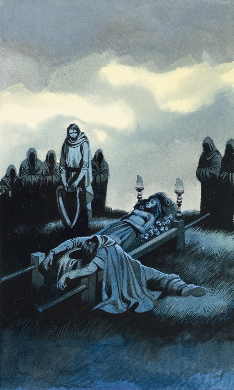 Tannhauser a Elizabeth (kvaš na papíře) od Ron Embleton