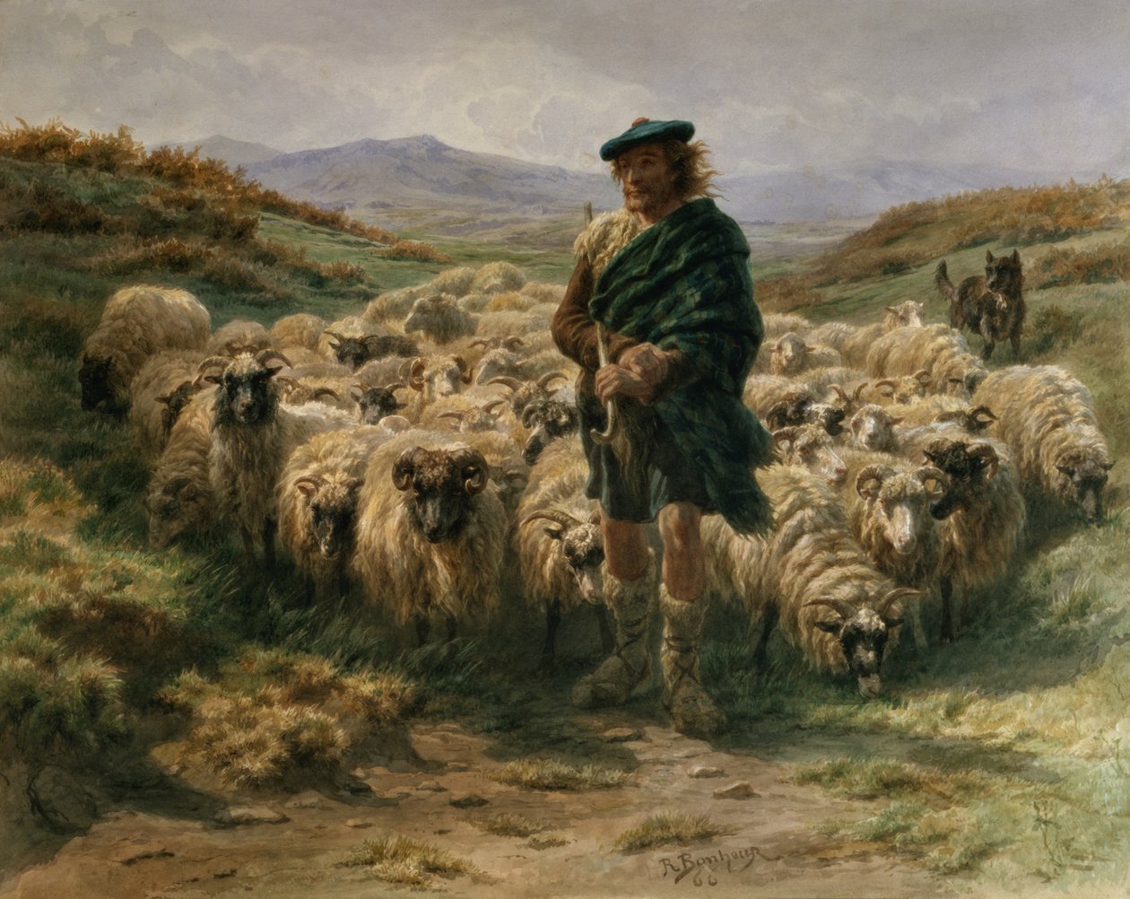 Highland Shepherd, akvarel od Rosa Bonheur