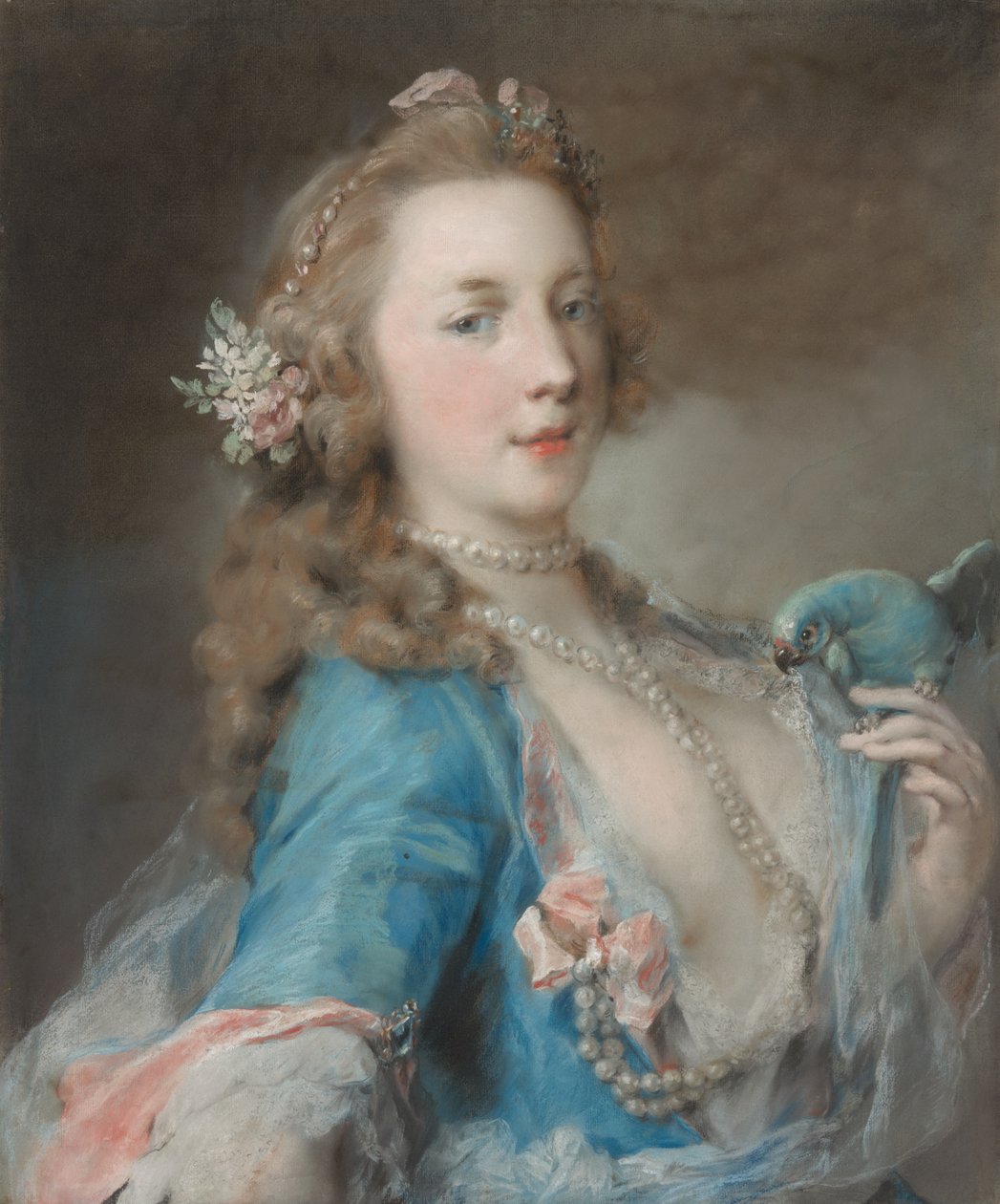 Mladá dáma s papouškem od Rosalba Carriera