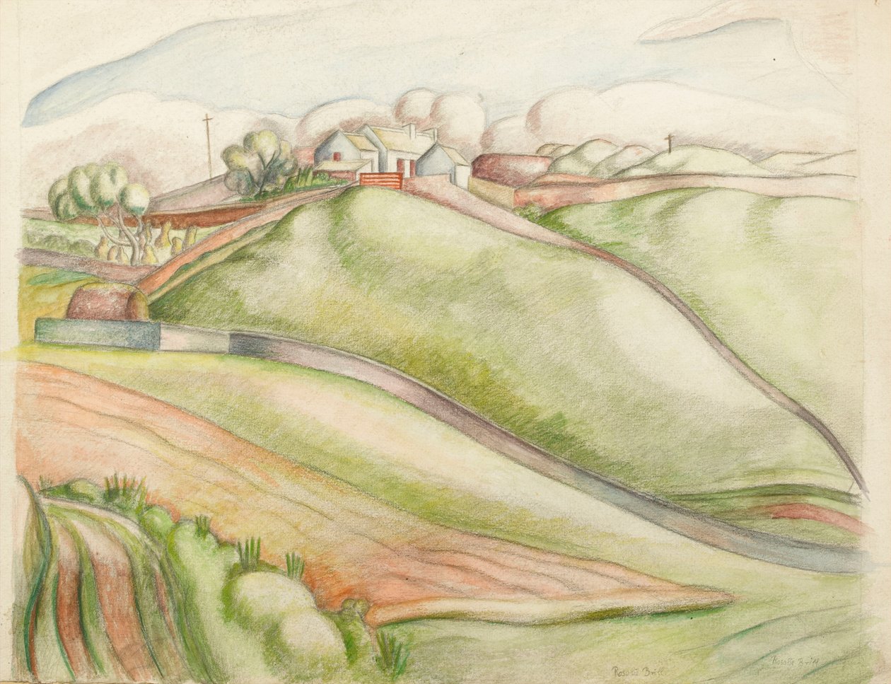 Krajina (pastel a wc na papíře) od Rosalie Brill