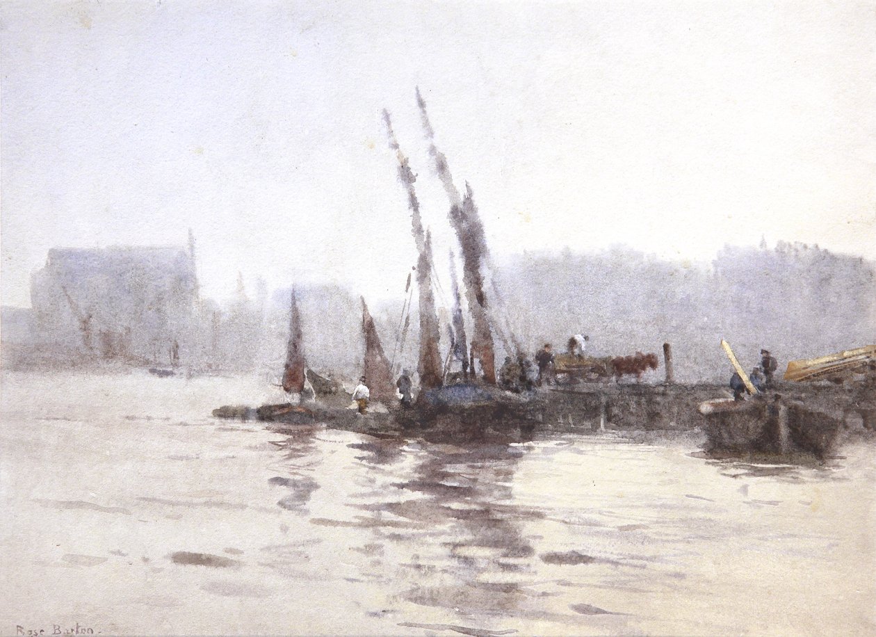 Vykládání bárek (akvarel) od Rose Maynard Barton