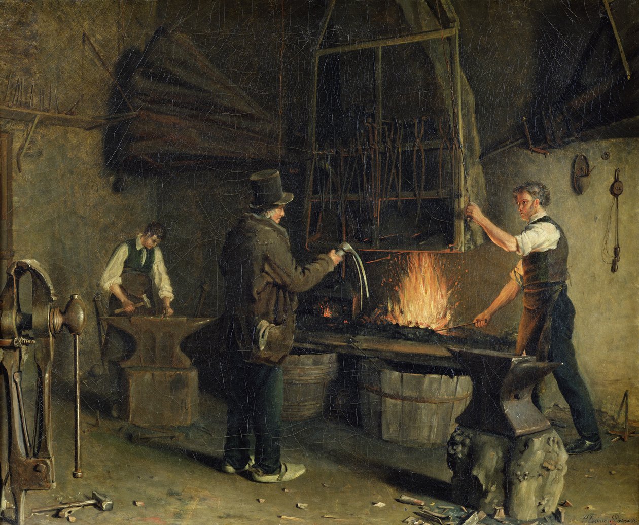 Interiér kovárny, 1837 od Rosine Parran