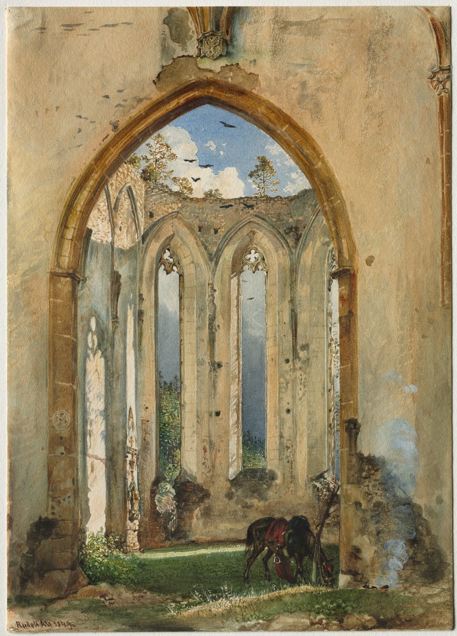 Zřícenina kostela od Rudolf von Alt