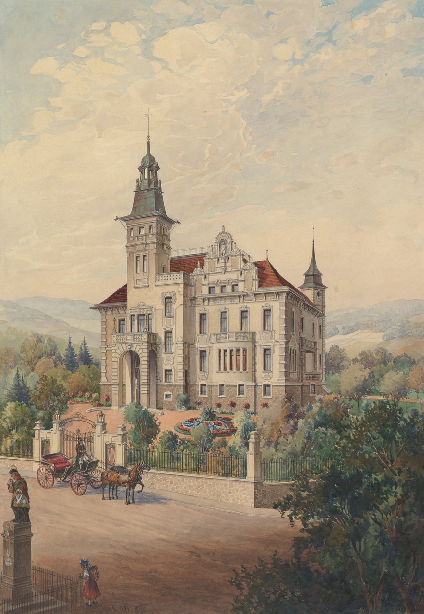 Pohled na švýcarskou vilu, 1896. od Rudolf von Alt