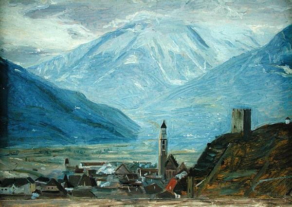 Merano in the Snow, cca 1840 (olej na papíře na kartonu) od Rudolph Friedrich Wasmann